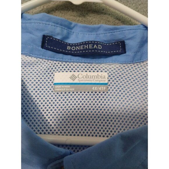 Columbia Shirt Mens 4X Blue PFG Bonehead Short Sleeve Fishing Vented Cotton - Picture 5 of 8